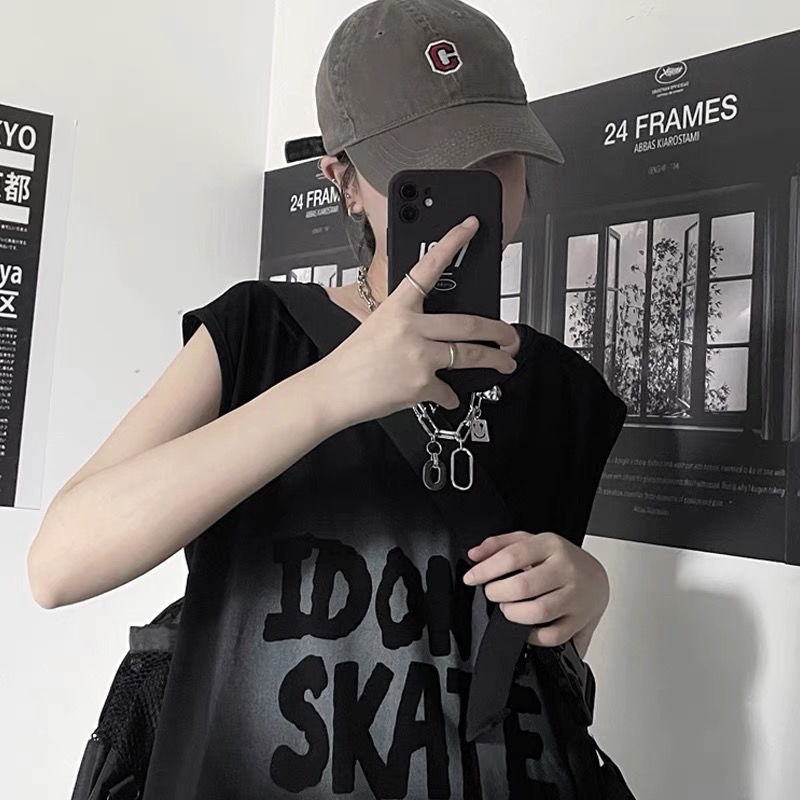 Jiashucheng Áo Thun Sát Nách Thể Thao Dáng Rộng Phong Cách Harajuku Thời Trang Mùa Hè Cho Nam Và Nữ