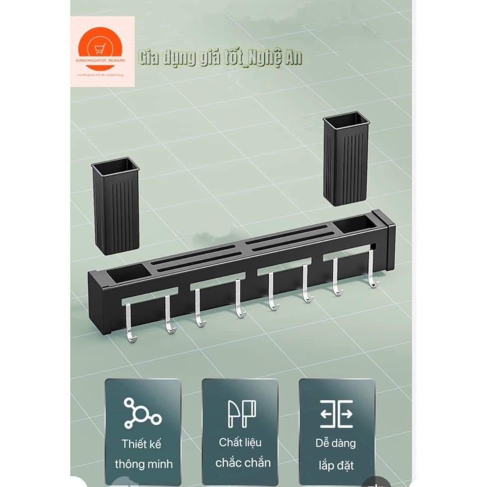 Giá sắt gài dao dán tường - Giá treo đồ dùng nhà bếp đũa, thìa, kéo, nạo