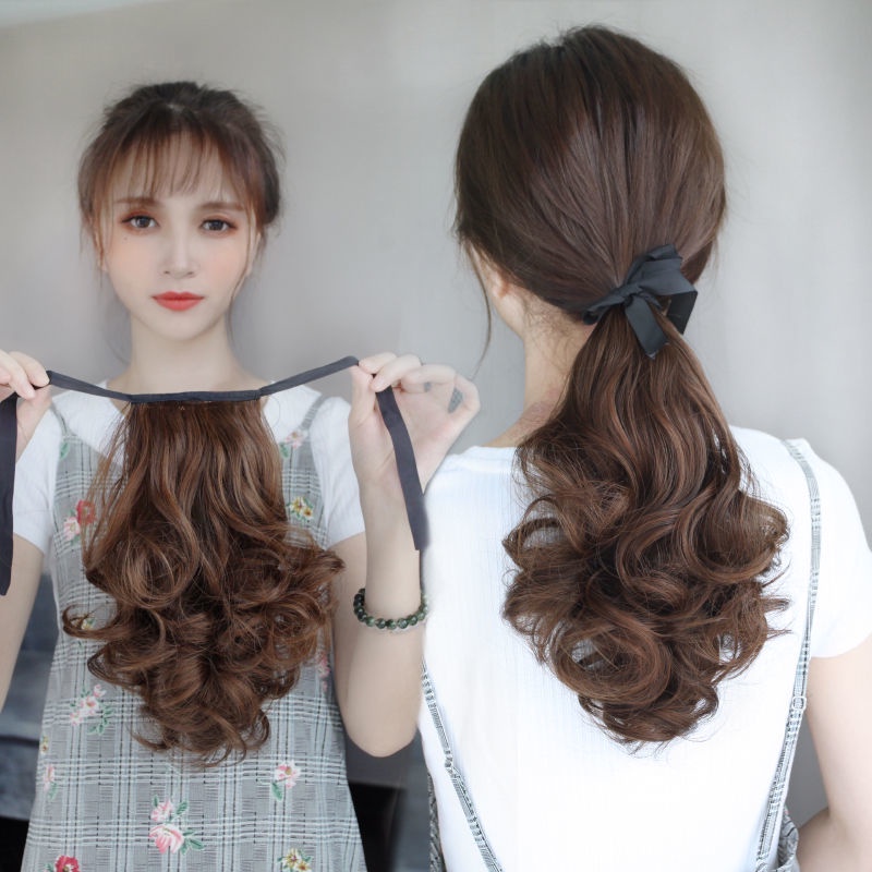Tóc giả đuôi ngựa ngắn gợn sóng cá tính