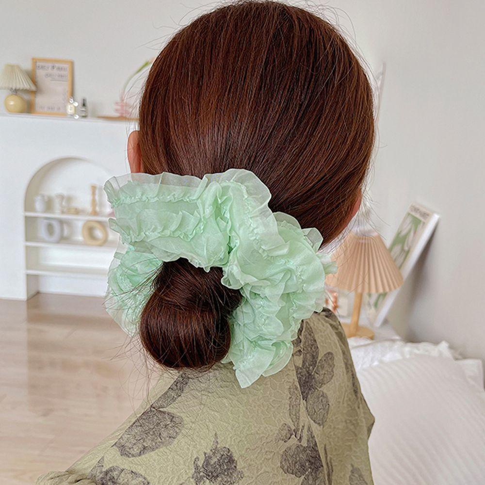 Dây Buộc Tóc Vải Lông Xù Thiết Kế Cỡ Lớn Phong Cách Pháp Cổ Điển Xinh Xắn