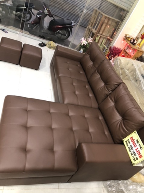 Sofa da góc L cao cấp ( ảnh thật - Hà Nội)