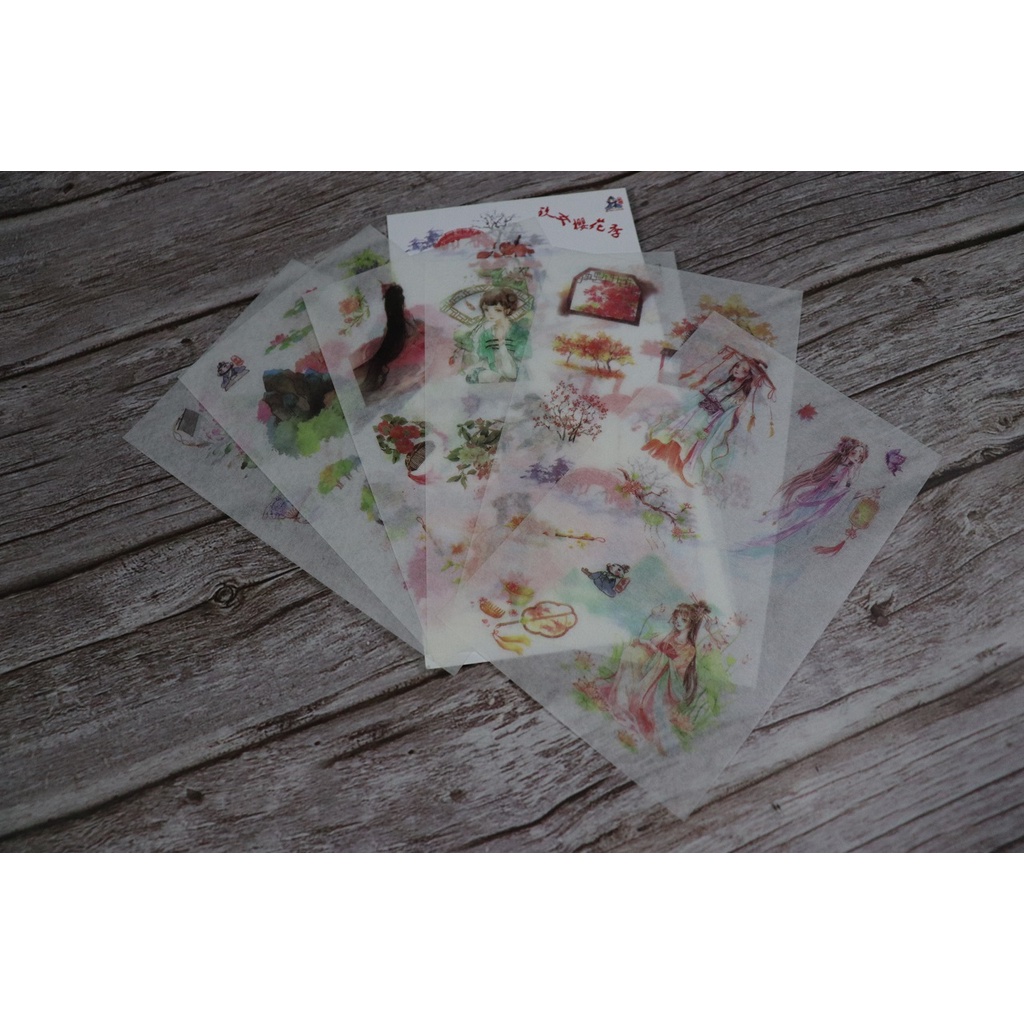 Bộ 6 Tấm Sticker Giấy Trang Trí Cổ Trang Ver.6
