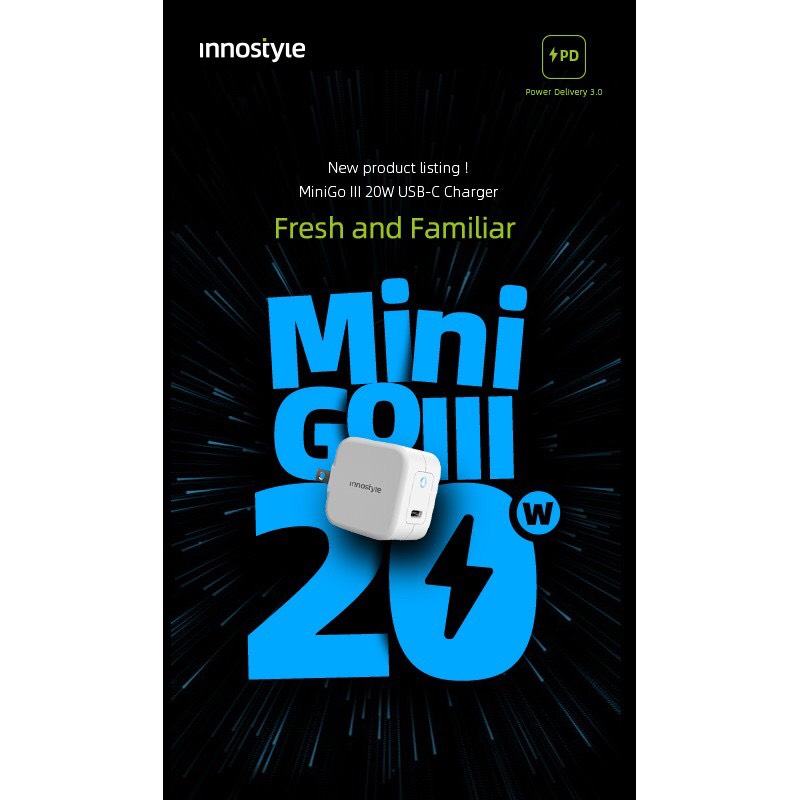 Củ Sạc nhanh Innostyle MiniGo III USB-C PD 20W - IC20PDWHI - Hàng Chính Hãng