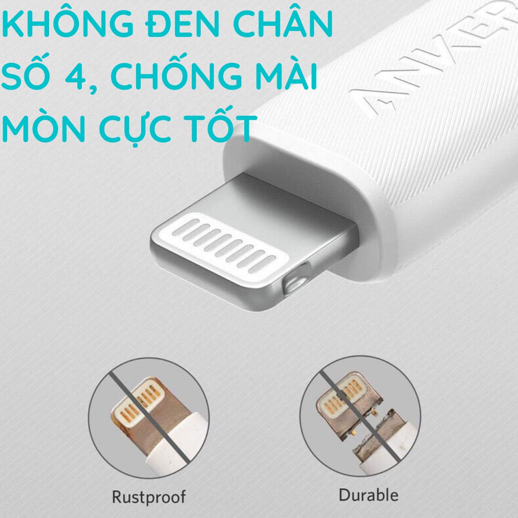 DÂY CÁP SẠC IPHONE IPAD ANKER A8812 A8813 PowerLine III Usb A to Lightning sạc nhanh ip 8 plus x xs 11 12 pro max