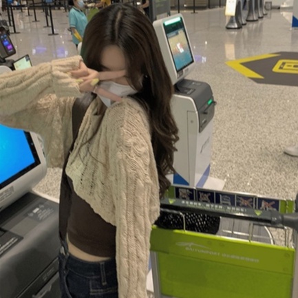 【ZHELIHANGFEI】Áo Sweater Dệt Kim Tay Dài Lưng Cao Thiết Kế Quyến Rũ Cho Nữ