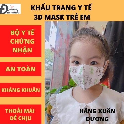 Khẩu trang cho bé COMBO 50 CHIẾC Khẩu trang trẻ em 3D kháng khuẩn tái sử dụng được