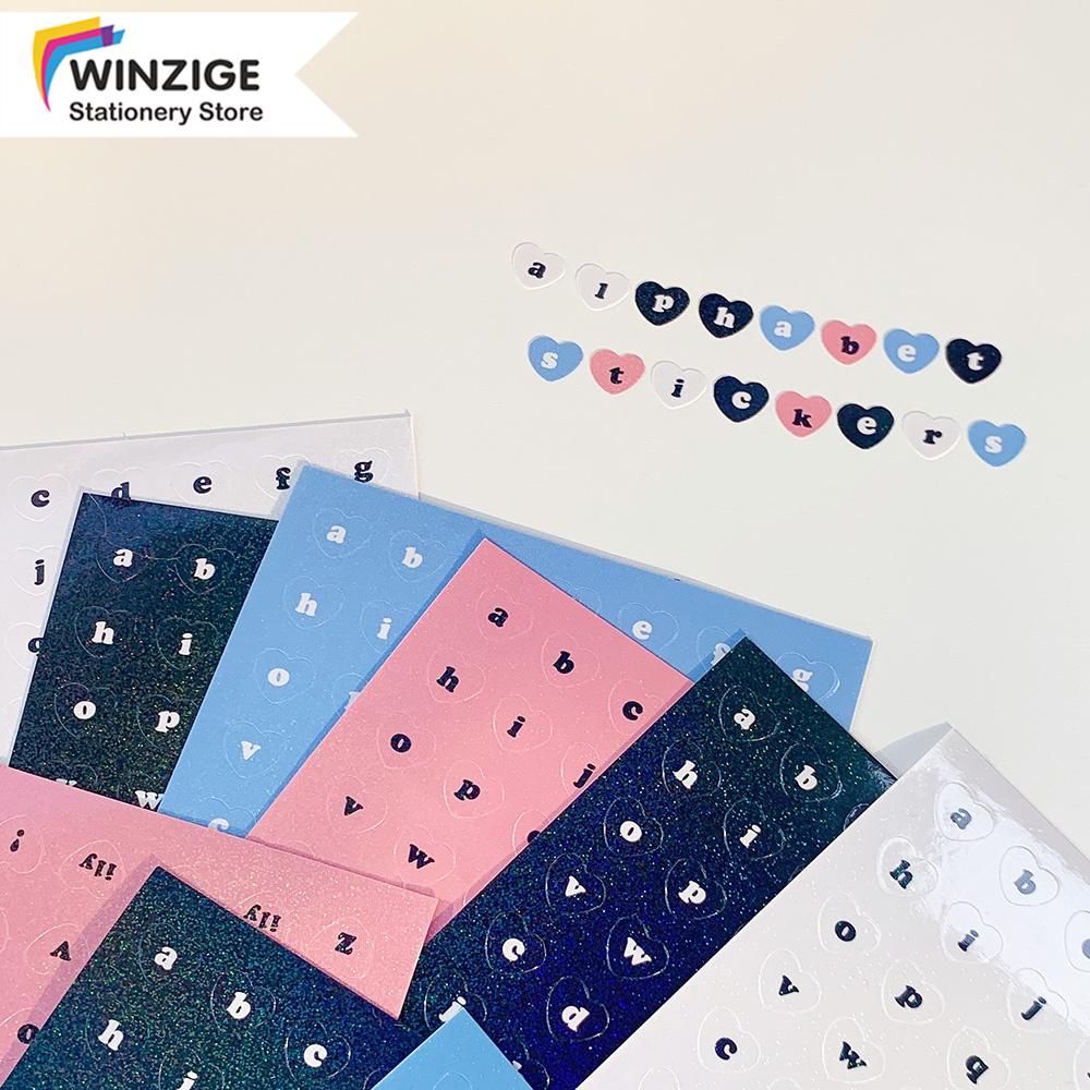 Winzige sticker decor top loader sticker chữ hình dán chữ cái toploader decor sẵn rẻ họa tiết chữ cái lấp lánh trang trí sổ tay