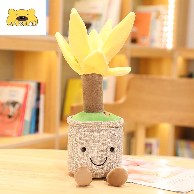 AIXINI ❤35cm Simulation Dragon Beard Tree Plush Toys Kawaii Plushie Potted Plants Dolls Stuffed Soft Bonsai Decorative Toys for Children