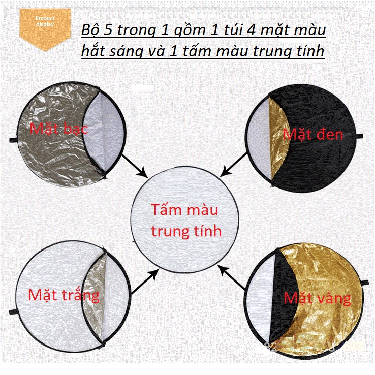 Tấm hắt sáng tròn 5 trong 1 đầy đủ kích thước 5in1