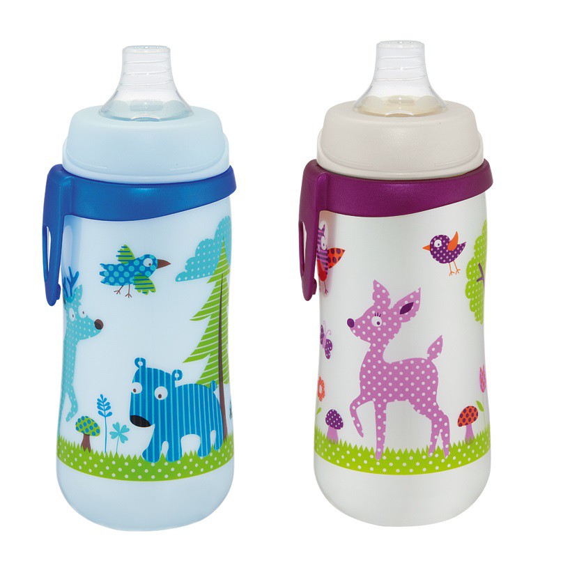 (Made in Đức) Bình tập uống cổ rộng 330ml NIP cho bé có đầu hút silicone siêu mềm