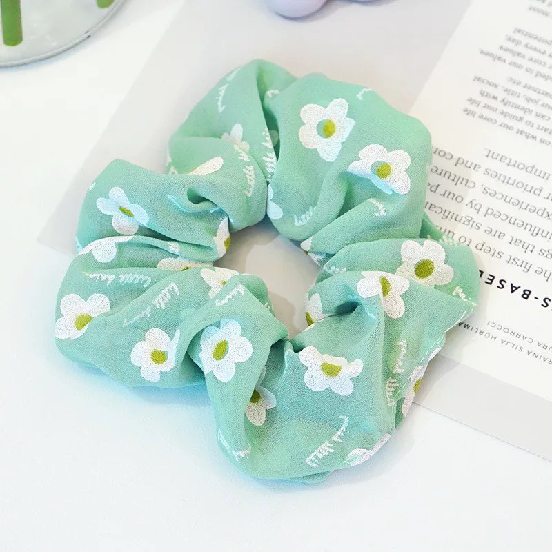 Dây buộc tóc scrunchies đẹp, chun cột tóc vải họa tiết hoa hàn quốc SC04