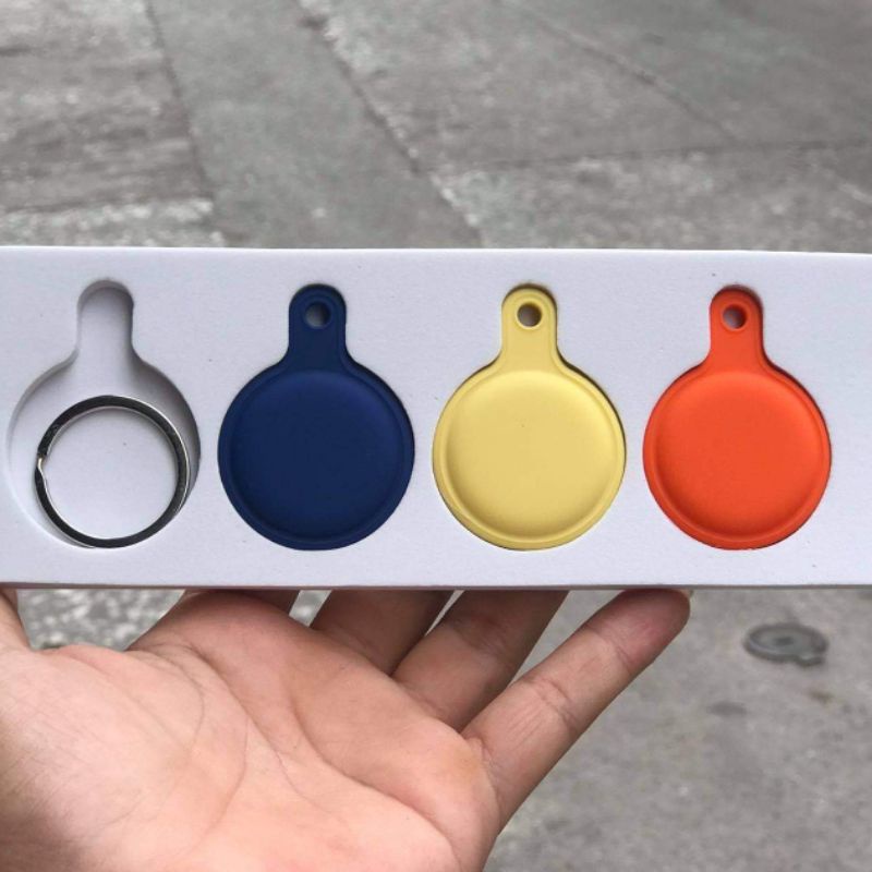 Combo 4 Ốp silicone cho AirTag thiết bị định vị . Móc treo bảo vệ Airtag chính hãng WIWU
