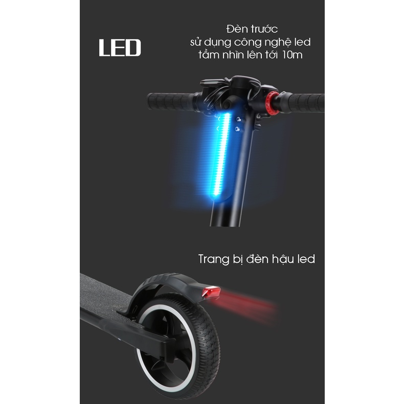Xe trượt scooter điện người lớn, xe scooter gấp gọn bánh 6.5 inchs