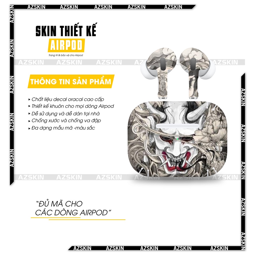 Dán Skin Hình Airpods 1/2/3/Pro Nghệ Thuật Xăm Hình |SK_APTT129| Film Chính Hãng, Chống Nước, Bền Màu, Cắt Sẵn Khuôn
