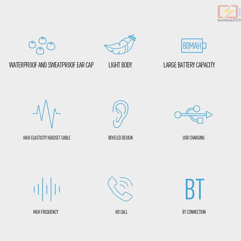 Tai Nghe Nhét Tai Không Dây Kết Nối Bluetooth 5.0 Chống Thấm Nước Có Micro Phong Cách Thể Thao