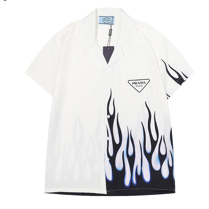 Áo Sơ Mi Nam Ngắn Tay Họa Tiết Ngọn Lửa Thời Trang size M-3XL