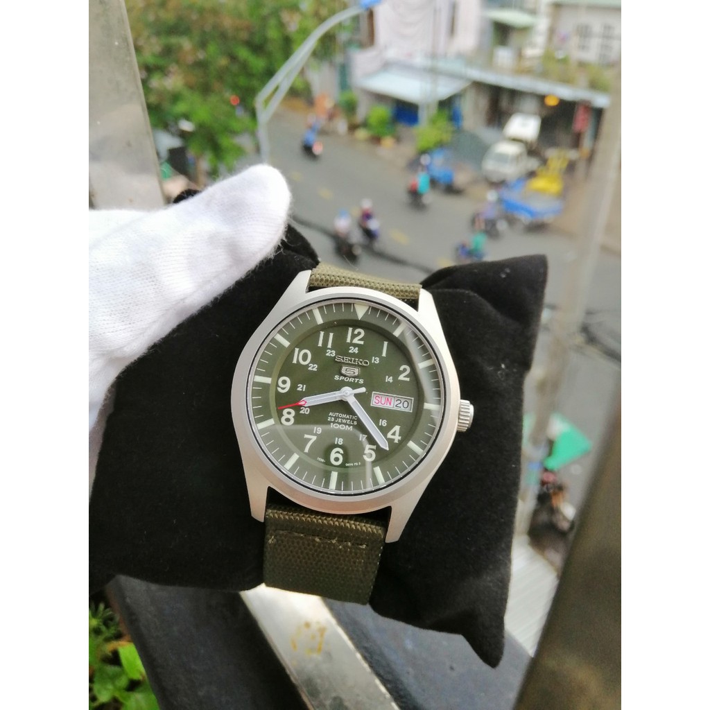 ĐỒNG HỒ NAM SEIKO 5 SPORT SNZG09J1 , DÂY NATO MÀU XANH RÊU , SIZE 42MM