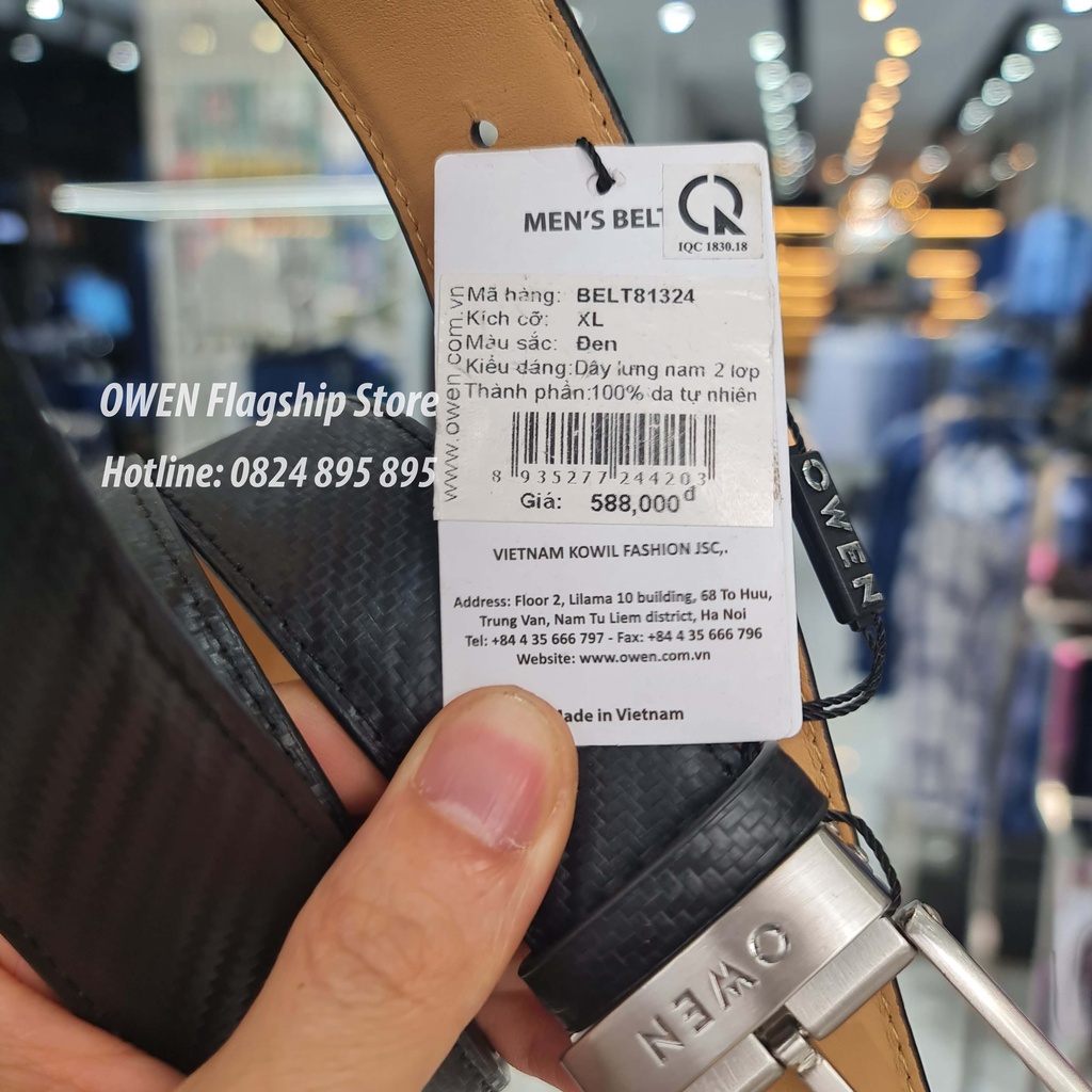 OWEN -  Thắt lưng nam OWEN 100% da thật, khóa cài Mã - BELT81324
