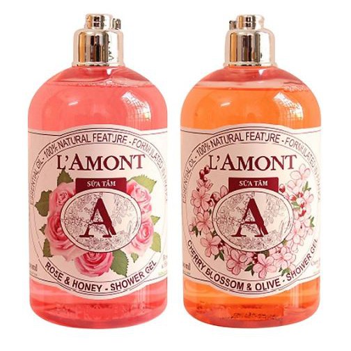 Combo 2 Sữa Tắm L'amont En Provence Cherry Blossom Shower Gel Hương Hoa Anh Đào và Hoa Hồng (500ml / Chai)