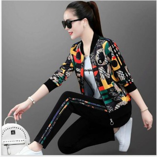 Đồ bộ thu đông in họa tiết 3d cao cấp khóa kéo
