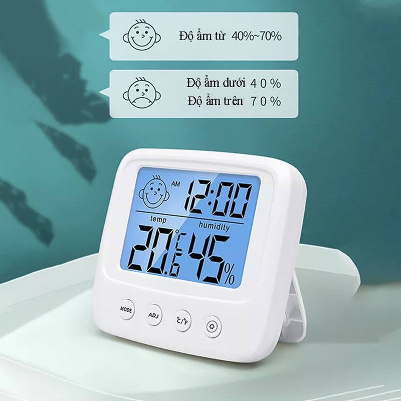 Nhiệt Ẩm Kế Điện Tử 3 Trong 1 Nhiệt Kế Phòng Đo Nhiệt Độ Phòng Ngủ Máy Đo Độ Ẩm, Đồng Hồ Điện Tử Gia Dụng Thông Minh