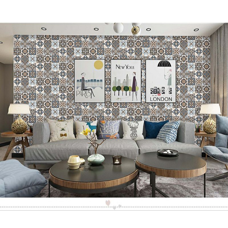 Decal dán bếp tráng nhôm GẠCH HOA CỔ ĐIỂN 01 keo sẵn