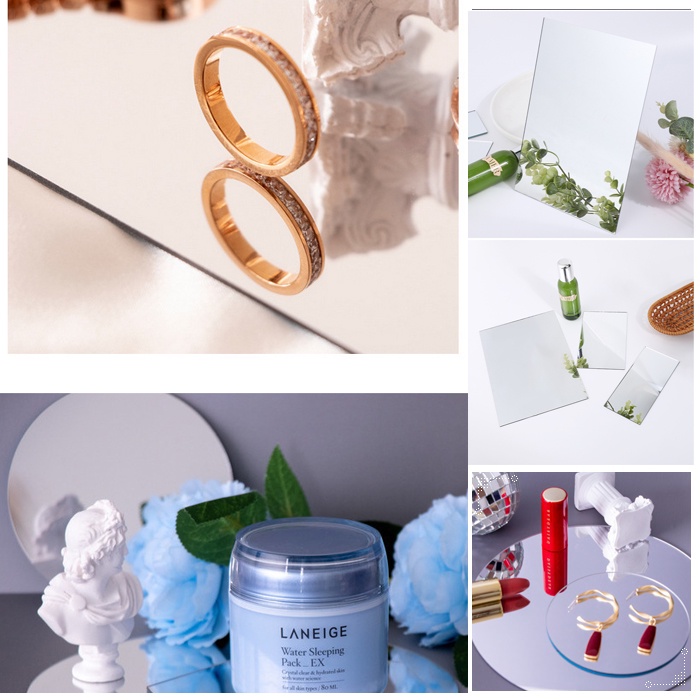(SÁNG RÕ) MIẾNG GƯƠNG hình học, sáng lấp lánh phụ kiện trang trí chụp ảnh sản phẩm nổi bật. TẤM KIẾNG phản chiếu decor