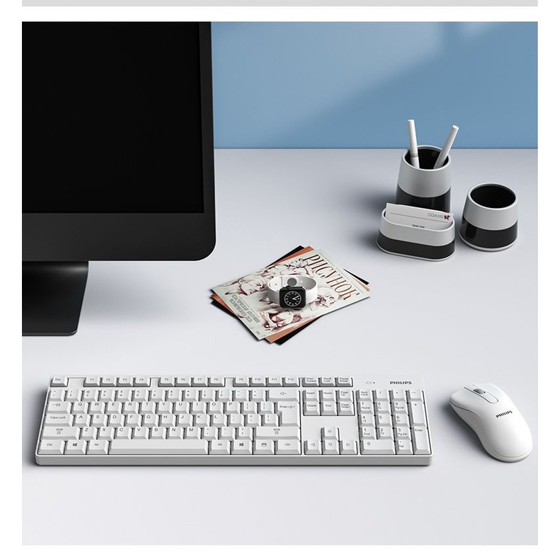 Combo bàn phím chuột không dây PHILIPS SPT6501 không phát âm thanh khi gõ chống thấm nước - Dùng PC, Laptop, Tivi