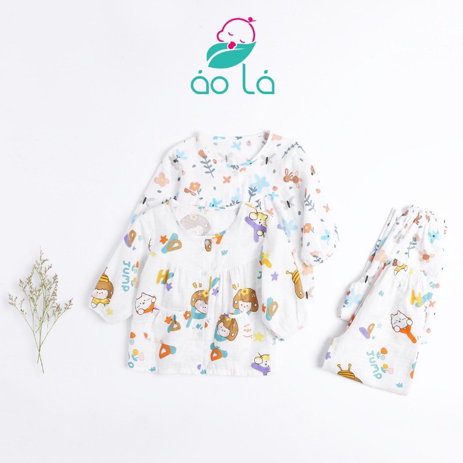 Đồ ngủ bé gái kiểu babydoll xinh xắn Áo Lá Homewear PIXOB, pijama cho bé gái vải coton xô mềm mát