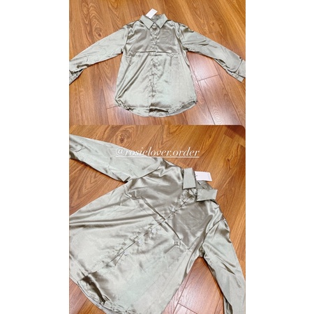 Áo sơ mi kiểu tay dài nữ lụa satin phi bóng oversize form rộng trơn - Order taobao quảng châu