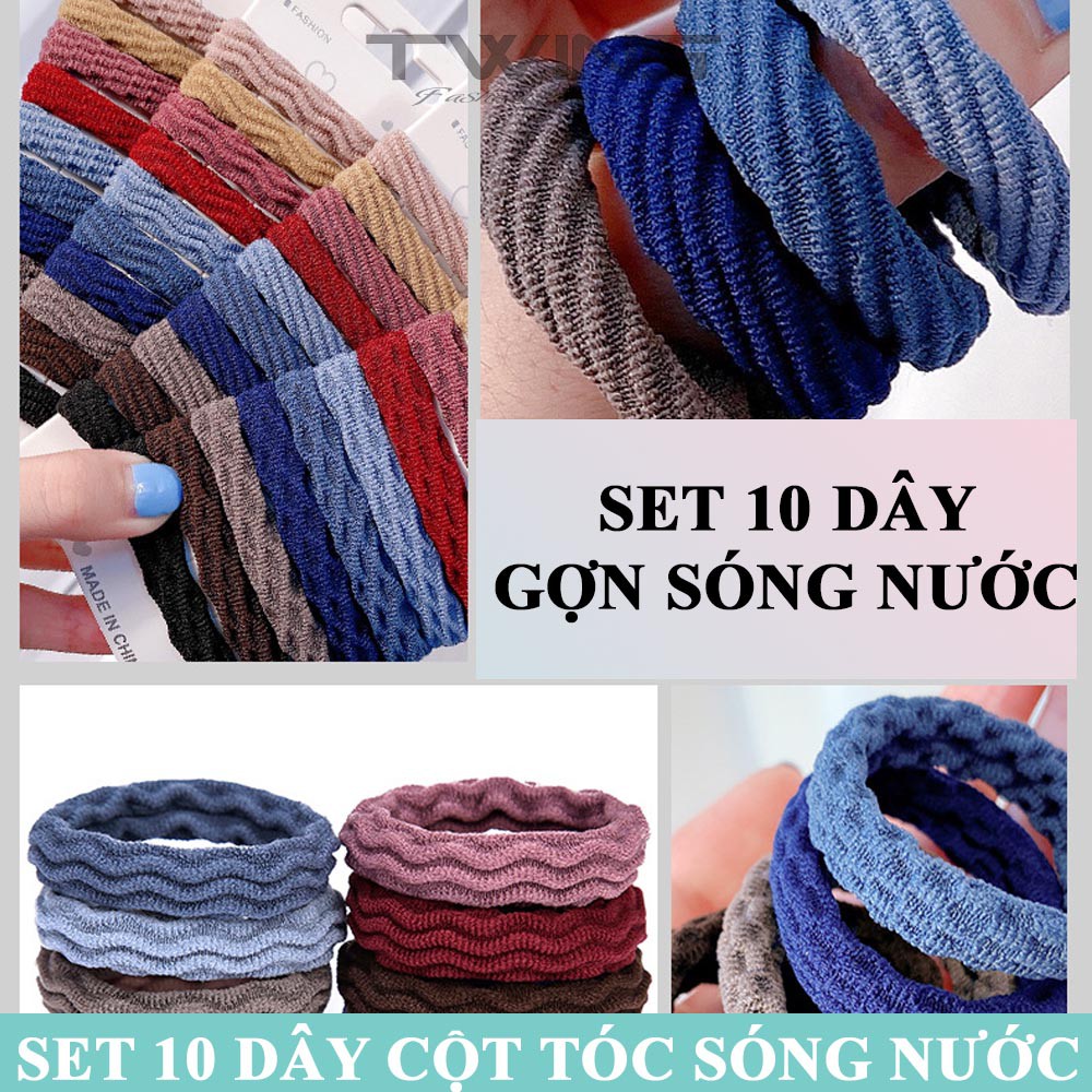 Set 10 dây cột tóc, buộc tóc SD115 màu dễ thương, cute, xinh đẹp phong cách Hàn Quốc làm phụ kiện tóc thời trang cho nữ