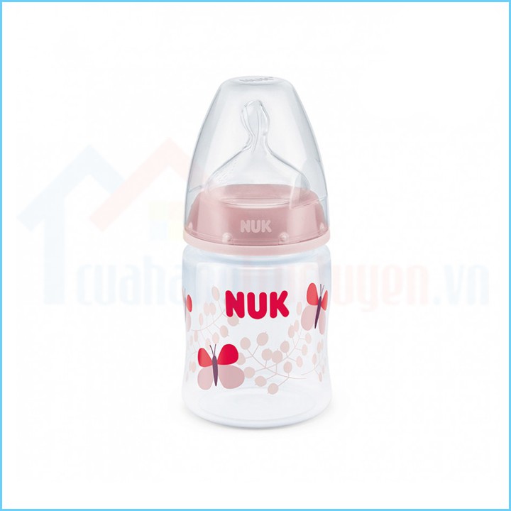 [CHÍNH HÃNG ĐỨC] Bình Sữa Cổ Rộng Nuk Nhựa PP 150ml Núm Ti Silicone Dẹt Chỉnh Nha Premium Choice+ Cho Trẻ 0-6 Tháng Tuổi