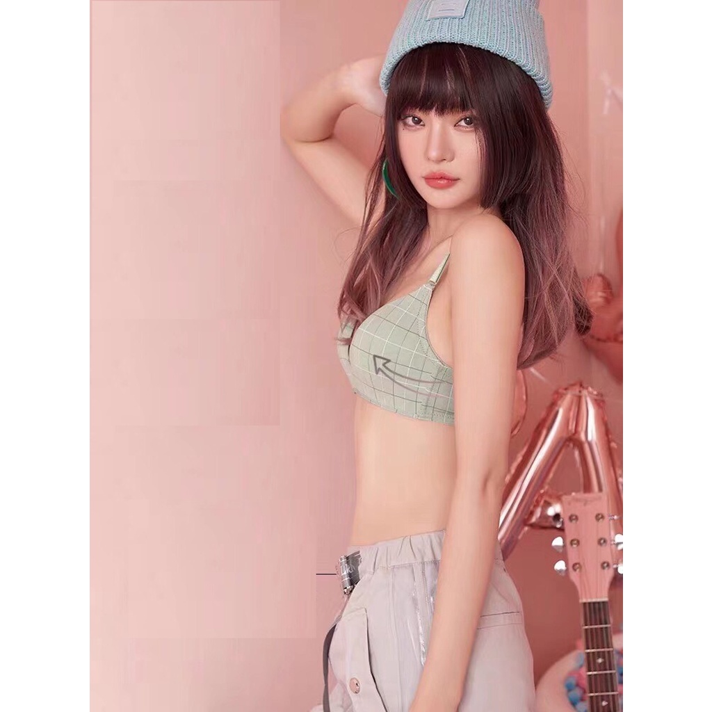 Áo Ngực Kẻ Caro Không Gọng Đệm Mỏng  Mềm Mát Vô Cùng Thoải Mái YiOn Underwear AM08