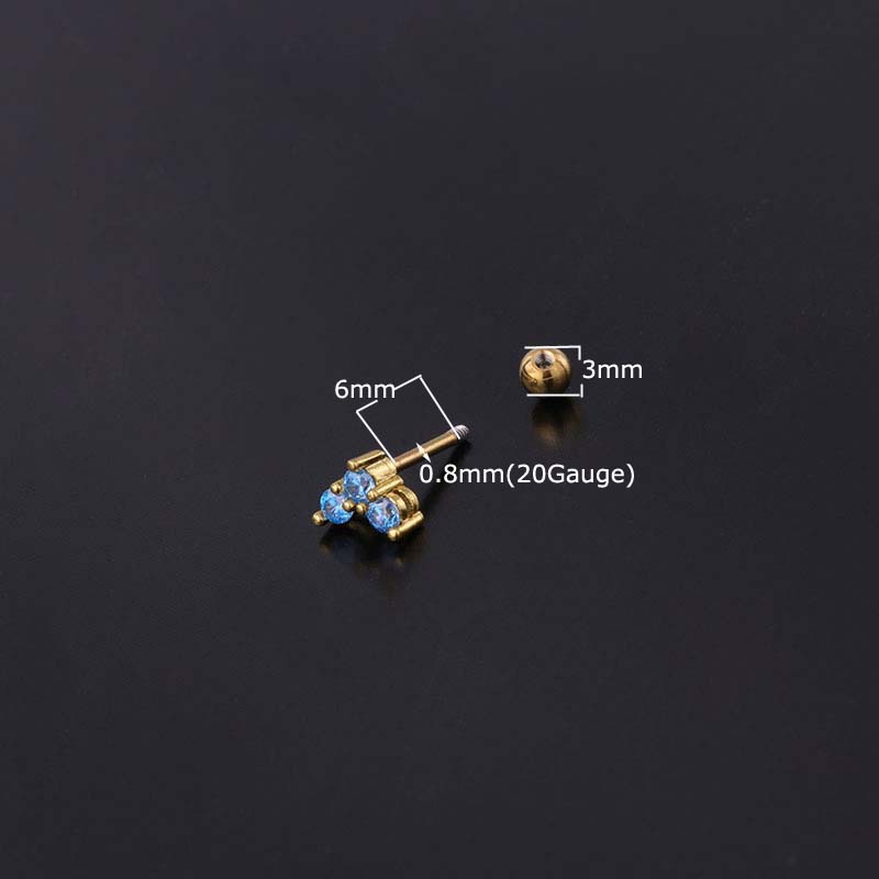 Khuyên tai hình trái tim đính đá 20/6mm bằng thép không gỉ