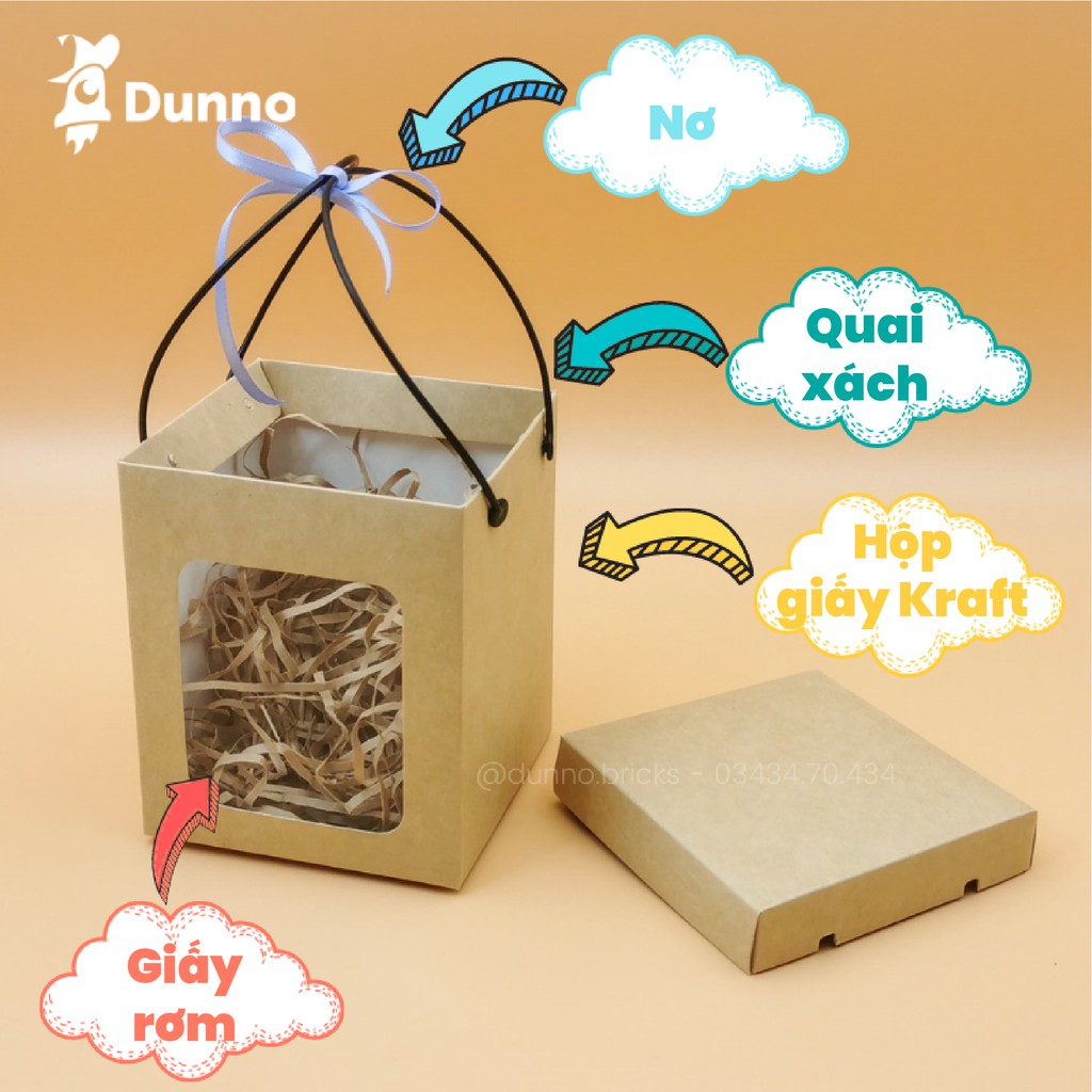 Hộp trưng bày, Hộp quà Nanoblocks Size dưới 12cm kraft Vintage Châu Âu 320gsm - size 12x10x10cm nắp rời | BigBuy360 - bigbuy360.vn