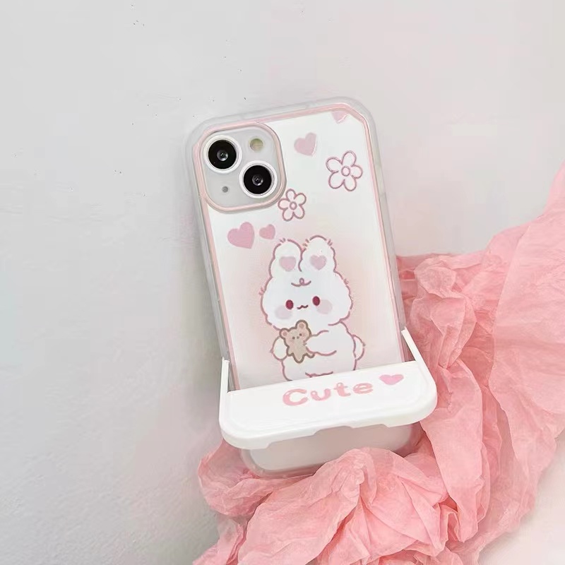 Ốp Điện Thoại TPU Silicon Giá Đỡ Hình Thỏ Dễ Thương Cho iPhone 13 13pro mini 12promax SE2020 11 Pro MAX 6S 7 8 Plus X XS XR