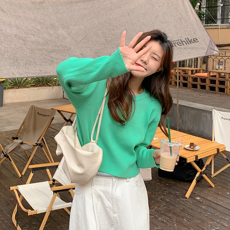 Porozi  Áo sweater tay dài in hoa phối nút phong cách Hàn Quốc cho nữ