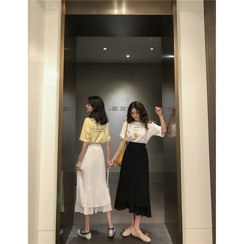 ( Sẵn Đen ) Chân váy dài 2 lớp Ulzzang (ảnh thật ở cuối) AK454 | BigBuy360 - bigbuy360.vn