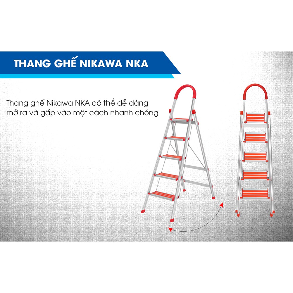 Thang Nhôm Ghế Nikawa 5 Bậc NKA-05 Trắng-Cam