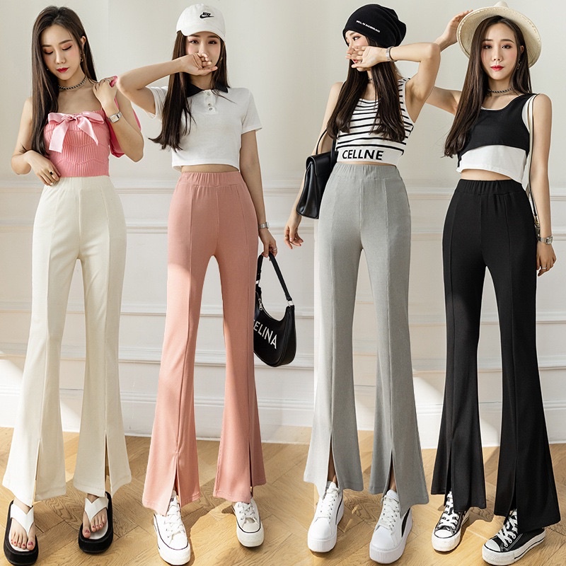 Quần loe xẻ tà thun gân  89