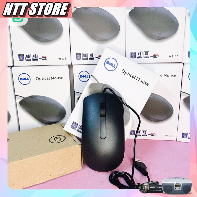 Chuột máy tính Delll Ms116 có dây siêu bền - Bảo hành công ty - NTT Store