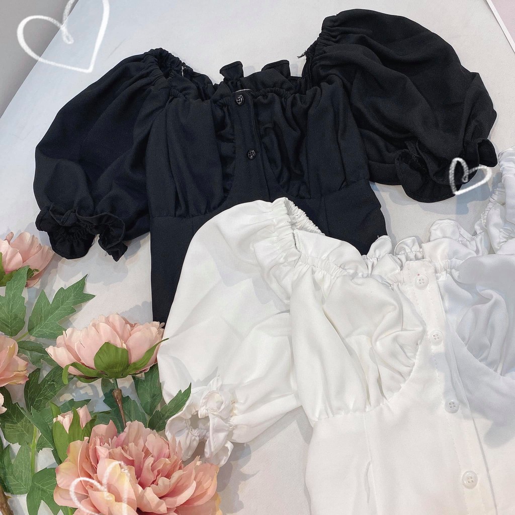 Áo croptop nút tay bồng_CHIBEST_AK001