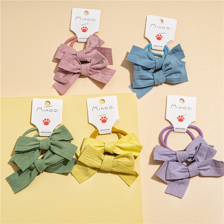 Set 2 Dây Cột Tóc Nơ Màu Tươi Mới Cho Bé Gái