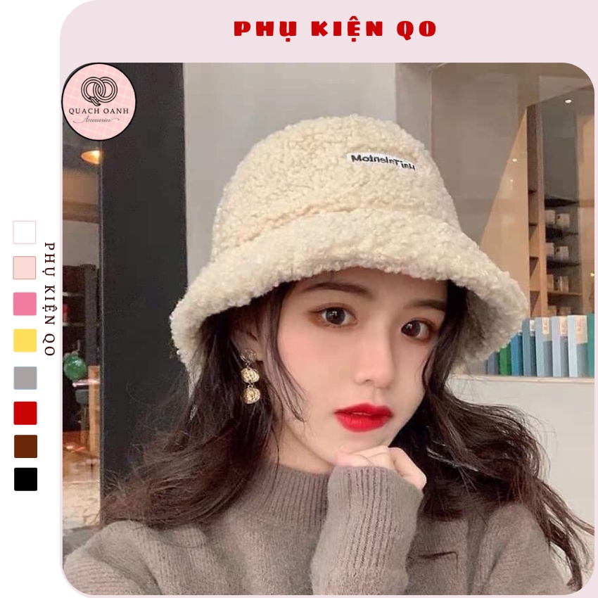 [Mã SKAMCLU7 giảm 10% cho đơn từ 0Đ] Mũ lông cừu nữ , mũ bucket lông cừu phong cách Hàn Quốc mềm mại - MU04