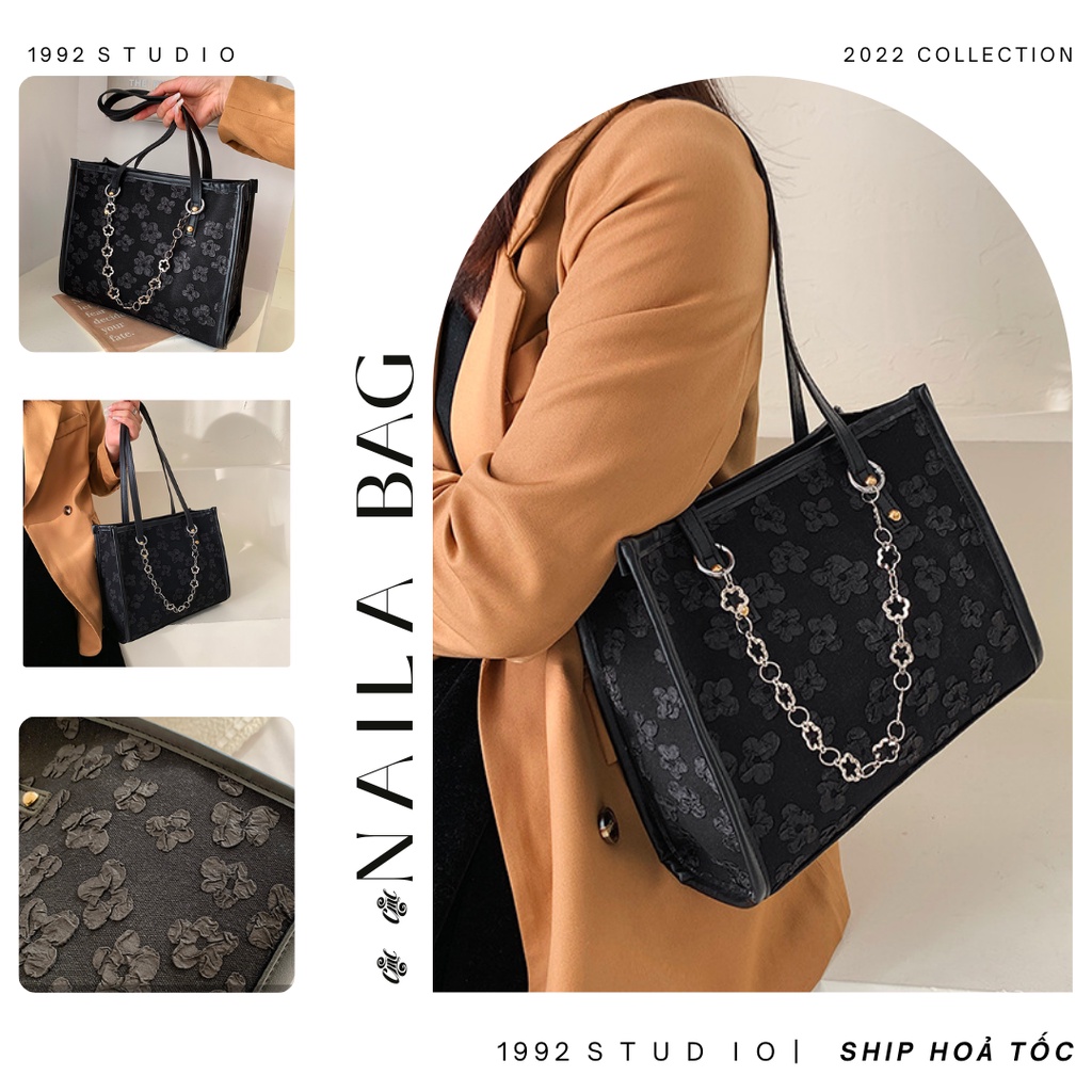 Túi xách nữ/ 1992 s t u d i o/ NAILA BAG / túi đeo vai, vải xốp hoa nổi lạ mắt.