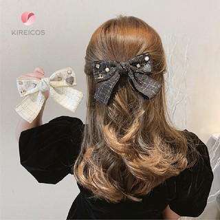 Kẹp Tóc gấp Tóc Nơ Nữa Đầu Vải Bố Đính Châu Siêu Xinh