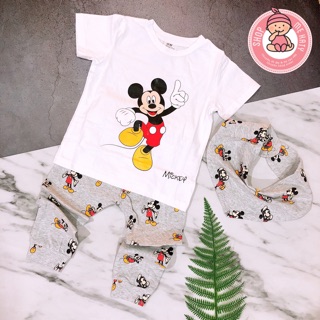 Set bộ mickey kèm yếm hm xuất dư bé trai 🌸 set 3 chi tiết 🌸 ảnh thật