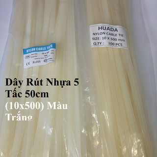 Dây Rút Nhựa 5 Tấc 50cm (10x500) Màu Trắng