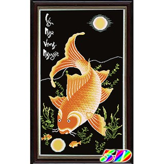 Tranh thêu 5D Lý Ngư Vọng Nguyệt (Trái)