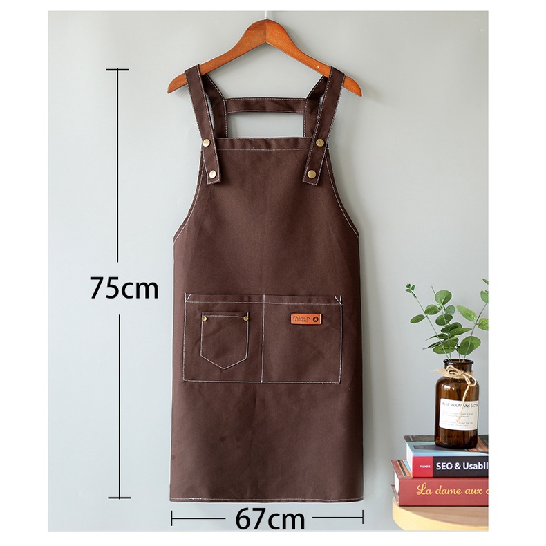 Tạp Dề Dây Đeo Vai Vải Canvas In logo Cố Định Cửa Hàng Quán Cà Phê / Nhà Hàng